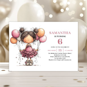 Convite de 6º Aniversário Menina Toddler Capricho 