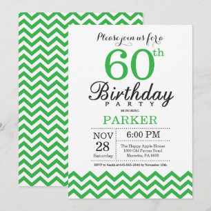 Convite de 60º Aniversário Chevron Verde