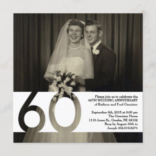 Convite de 60º Aniversário de Casamento 5.25 x 5.2