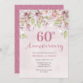 Convite de 60º Aniversário de Casamento Floral Ros
