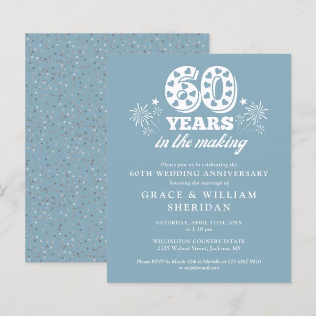 Convite de 60º Aniversário de Casamento Orçamento  (Frente/Verso)