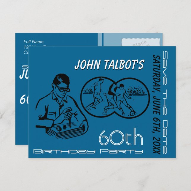 Convite de 60º Aniversário de Futebol com Binóculo (Frente/Verso)