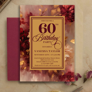 Convite de 60º Aniversário de Rosas Borgonha Doura