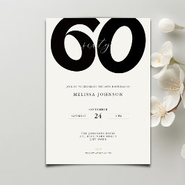 Convite de 60º Aniversário Elegante - Estilo Minim