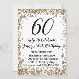 Convite de 60º Aniversário Elegante para Ela em Do