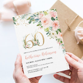 Convite de 60º Aniversário Elegante para Ela Flora