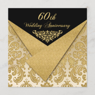 Convite de 60º Aniversário Flaps Damask FAUX