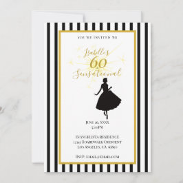 Convite de 60º Aniversário Preto e Dourado