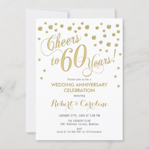 Convite de 60 anos de Casamento - Dourado & Branco