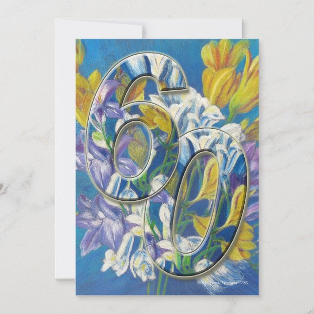 Convite de 60 anos de Casamento Freesias (Frente)