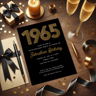 Convite de 60 anos de idade em Faux Dourado Preto
