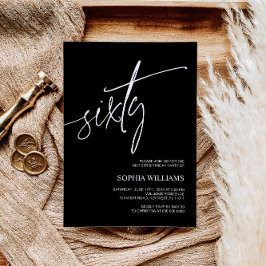 Convite de 60 de aniversário minimalista preto e b