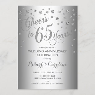 Convite de 65º Aniversário de Casamento - Branco P