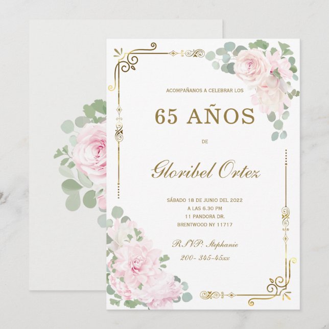 Convite de 65 Anos Mulher (Frente/Verso)