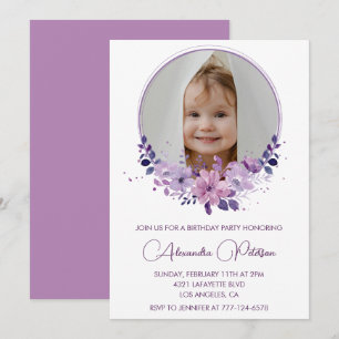 Convite de 7º aniversário elegante Foto Floral Boh