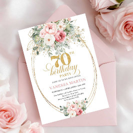 Convite de 70º Aniversário com Rosa Mínimo e Doura