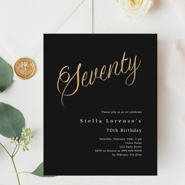 Convite de 70 de aniversário de orçamento de scrip (Criador carregado)