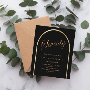 Convite de 70 de aniversário de script de arco de 