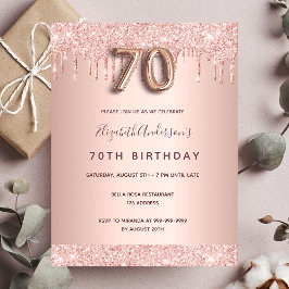 convite de 70 de aniversário para brilho de rosa