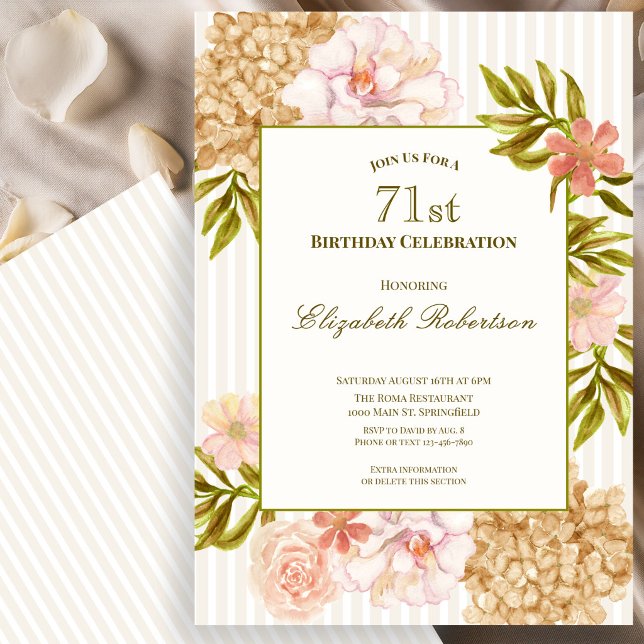 Convite de 71º Aniversário Flores de Outono Elegan (Criador carregado)