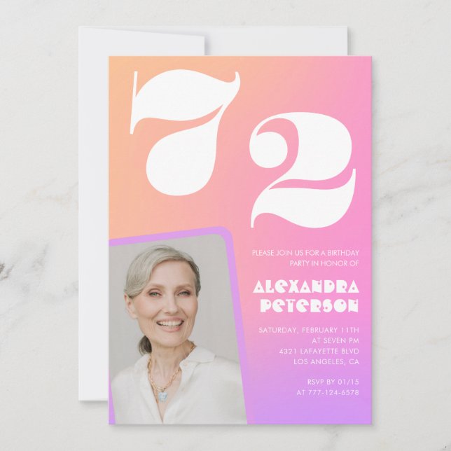 Convite de 72 anos para retrato de gradiente cor-d (Frente)