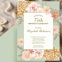 Convite de 75º Aniversário Cores de Outono Floral 