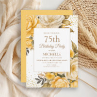 Convite de 75 Anos de Idade com Flores Amarelas e 