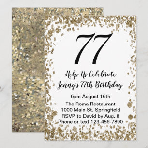 Convite de 77º aniversário elegante em preto e dou