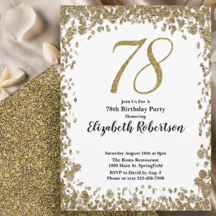 Convite de 78º Aniversário Elegante Com Lantejoula