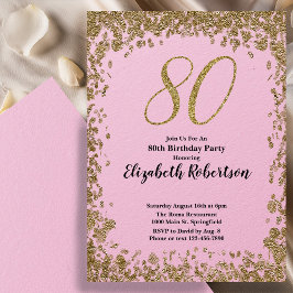 Convite de 80º Aniversário Elegante Com Lantejoula