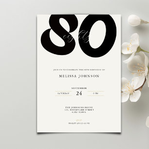 Convite de 80º Aniversário Elegante - Estilo Minim