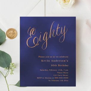 convite de 80 de aniversário para script de ouro a