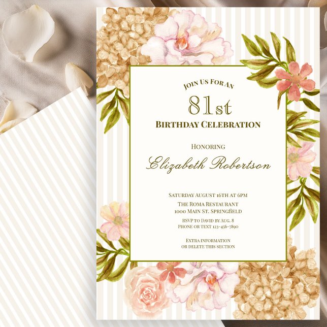 Convite de 81º Aniversário Flores de Outono Elegan (Criador carregado)