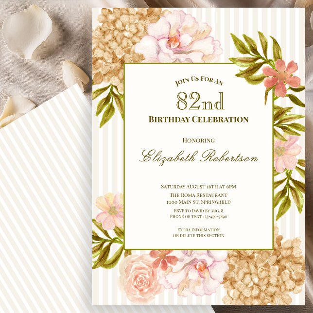 Convite de 82º Aniversário Flores de Outono Elegan (Criador carregado)