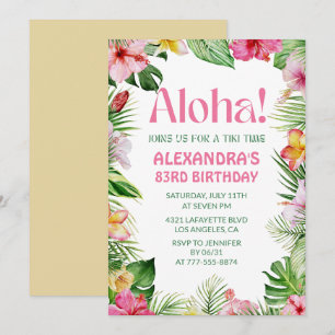 Convite de 83º aniversário havaiano Floral Tropica