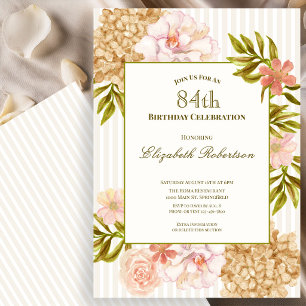 Convite de 84º Aniversário Flores de Outono Elegan