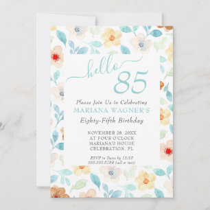 Convite de 85º Aniversário em Script Elegante Flor