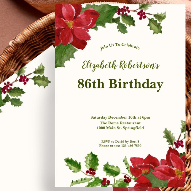 Convite de 86º Aniversário de Flora Elegante (Criador carregado)