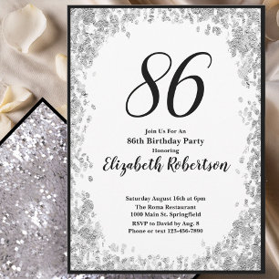 Convite de 86º Aniversário Elegante para Ela em Pr