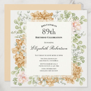 Convite de 89º Aniversário em Cores Elegantes de O