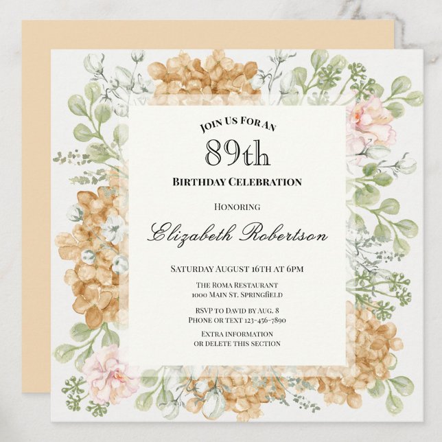 Convite de 89º Aniversário em Cores Elegantes de O (Criador carregado)