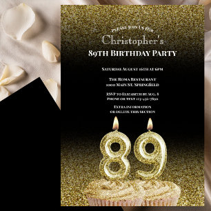 Convite de 89º Aniversário Preto e Dourado Para El