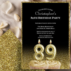 Convite de 89º Aniversário Preto e Dourado Para El
