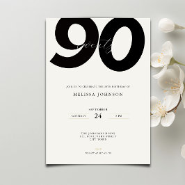 Convite de 90º Aniversário Elegante - Estilo Minim