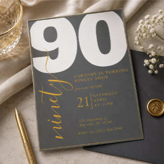 Convite de 90º Aniversário Elegante Impresso