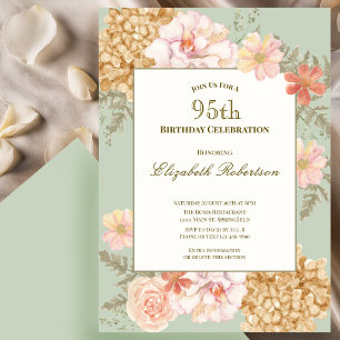 Convite de 95º Aniversário Cores de Outono Floral 
