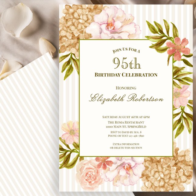 Convite de 95º Aniversário Flores de Outono Elegan (Criador carregado)