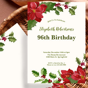 Convite de 96º Aniversário com Flora Elegante
