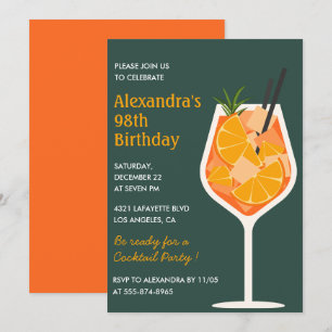 Convite de 98º aniversário de Cocktail Moderno Ele