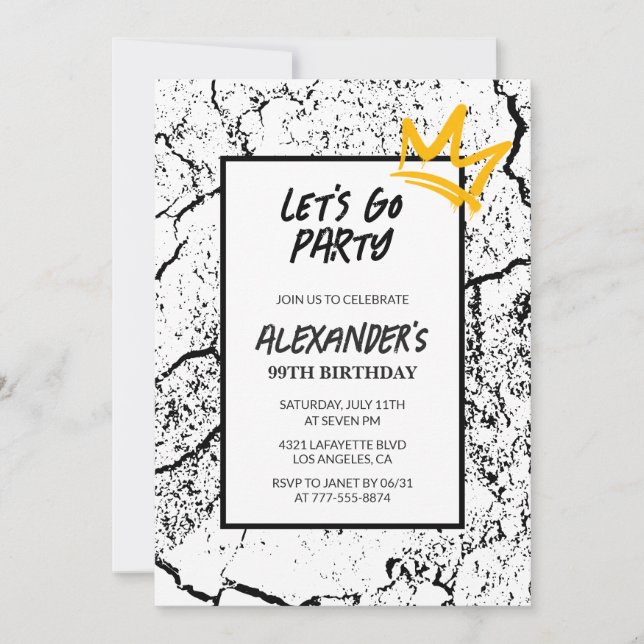 Convite de 99 anos preto Men Hip Hop (Frente)